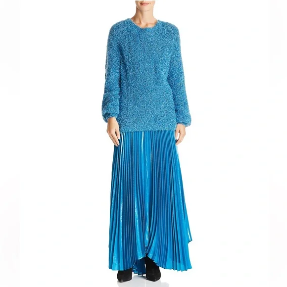 Alice + Olivia Blue Metallic Pleated Skirt - Size 6 - Picture 4 of 9